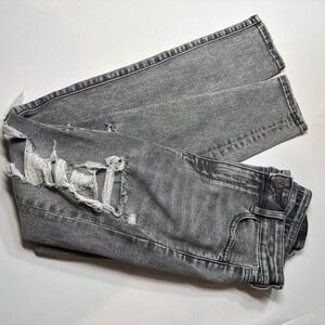American Eagle Jeans Womens 2 Short Grey Distressed Ripped Super Super Stretch